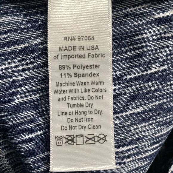 Lanston Sport Leggings Small Cropped Navy White Heather Stripe Mesh Calf NWT - Picture 6 of 12